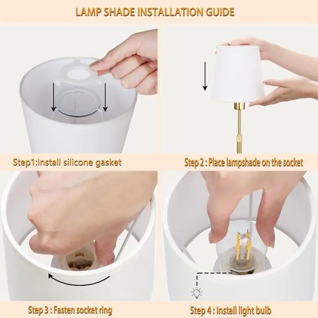 Alt view image 7 of 7 - CHARYJOD Cordless LED Table Lamp, 5200mAh Portables Rechargeable Battery Desk Lamp, Touch Bedside Lamp with Fabric Shade, Stepless Dimmable Light for Bedroom, Dining Room, Patio, Balcony