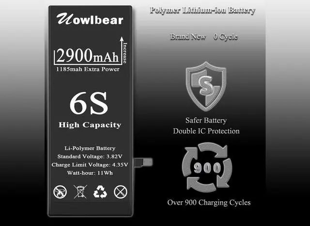 Alt view image 3 of 7 - Battery for iPhone 6s, uowlbear 2900mAh Replacement Battery for iPhone A1688 A1633 A1700 with Complete Replacement Kits, Two Set Adhesive Strips and Seal -High Capacity 3 Year Warranty