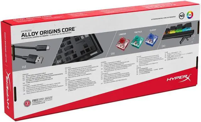 Alt view image 7 of 7 - HyperX Alloy Origins Core-Tenkeyless Mechanical Gaming Keyboard, HyperX Aqua - RGB LED Backlit