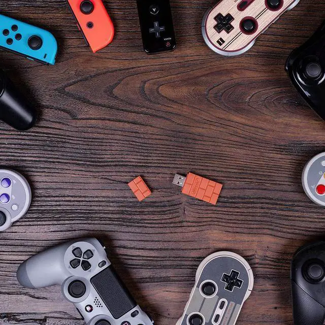 Alt view image 6 of 7 - 8Bitdo Wireless USB Adapter Bluetooth Receiver for Nintendo Switch, Windows PC, Mac & Raspberry Pi - for PS5, PS4, Xbox One Bluetooth Controller and More & Type-C OTG Cable - Brown