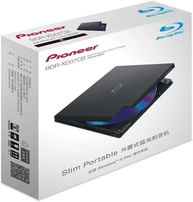 Alt view image 7 of 7 - Pioneer USB 3.0 Slim Portable BD/DVD/CD Burner Model BDR-XD07B