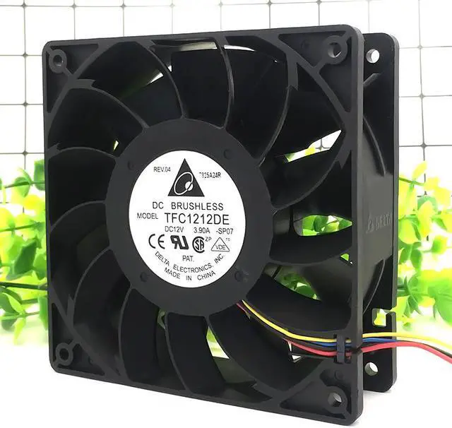 Main image of Original Delta TFC1212DE 12cm PWM Case Fan - 120mm DC 12V 3.9A - Dual Ball - Super Air Automobile Pressurization Serve Cooling Fan - Ethereum Mining ETH