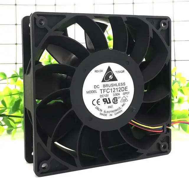 Alt view image 2 of 6 - Original Delta TFC1212DE 12cm PWM Case Fan - 120mm DC 12V 3.9A - Dual Ball - Super Air Automobile Pressurization Serve Cooling Fan - Ethereum Mining ETH