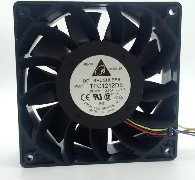 Alt view image 5 of 6 - Original Delta TFC1212DE 12cm PWM Case Fan - 120mm DC 12V 3.9A - Dual Ball - Super Air Automobile Pressurization Serve Cooling Fan - Ethereum Mining ETH