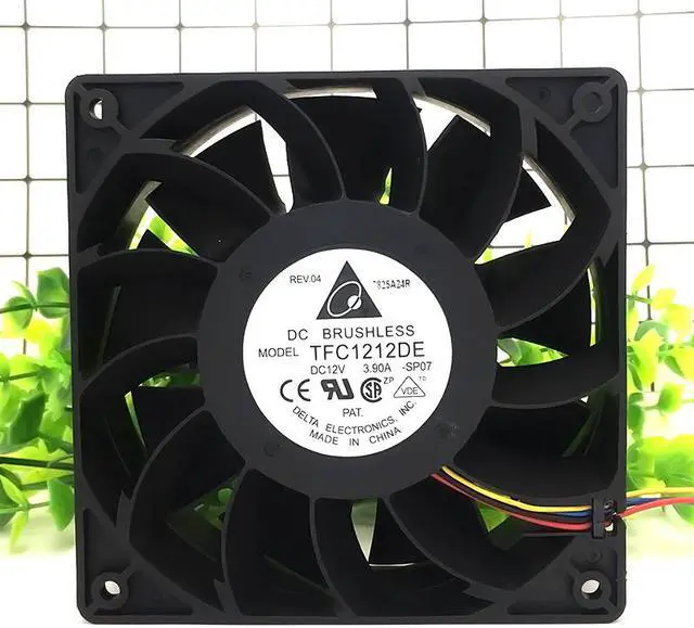 Alt view image 4 of 6 - Original Delta TFC1212DE 12cm PWM Case Fan - 120mm DC 12V 3.9A - Dual Ball - Super Air Automobile Pressurization Serve Cooling Fan - Ethereum Mining ETH