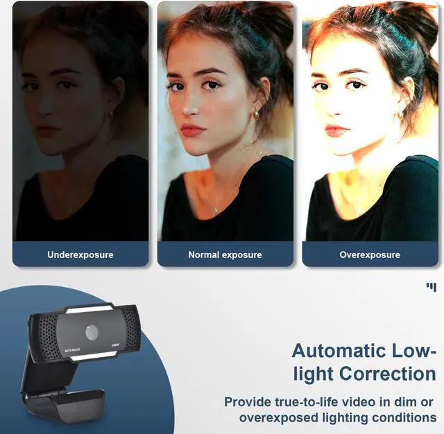Alt view image 6 of 6 - Full HD Webcam 1080P with Microphone Auto-Focus HD Camera Webcam for Video Chat and Recording Skype, Zoom, Compatible with PC/Mac/Laptop/MacBook