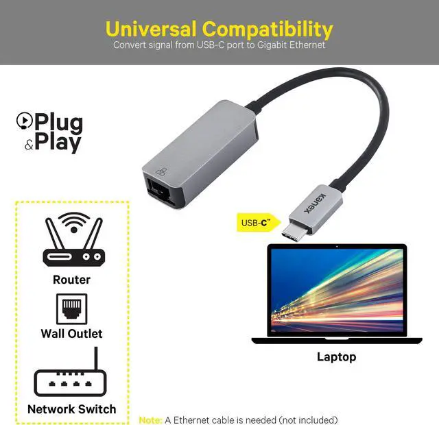 Alt view image 8 of 11 - Kanex KU3CGBT USB-C to Gigabit Ethernet Adapter