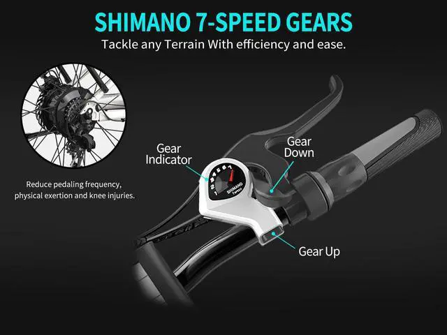 Alt view image 5 of 7 - AOSTIRMOTOR Electric Bike S07-G with 750W motor , 26" * 4" Fat Tire, 48V 13AH Removable Lithium Battery, Max Speed 28MPH, Shimano 7-Speed, Front Fork Suspension(White)