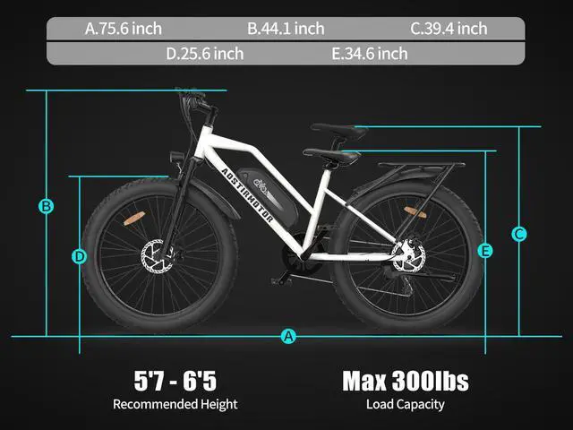 Alt view image 6 of 7 - AOSTIRMOTOR Electric Bike S07-G with 750W motor , 26" * 4" Fat Tire, 48V 13AH Removable Lithium Battery, Max Speed 28MPH, Shimano 7-Speed, Front Fork Suspension(White)