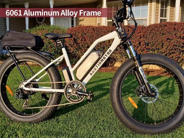 Alt view image 7 of 7 - AOSTIRMOTOR Electric Bike S07-G with 750W motor , 26" * 4" Fat Tire, 48V 13AH Removable Lithium Battery, Max Speed 28MPH, Shimano 7-Speed, Front Fork Suspension(White)