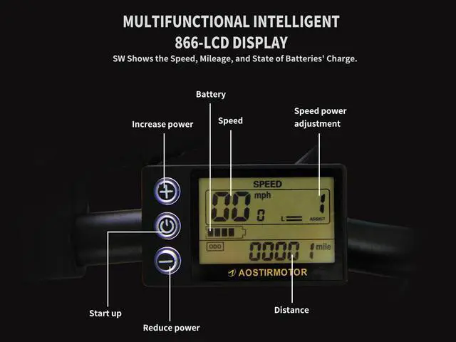 Alt view image 5 of 7 - AOSTIRMOTOR G20 500W Electric Bike for Adults , 20" * 4" Fat Tire, with 36V 13AH Removable Lithium Battery, Travel Up to 20 Miles, Max Speed Up to 25 MPH