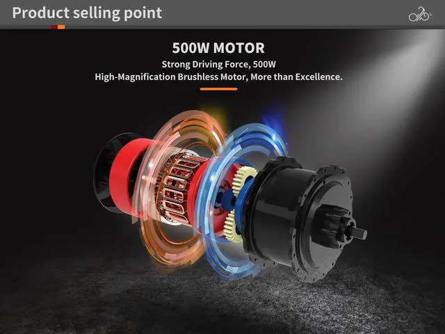 Alt view image 2 of 7 - AOSTIRMOTOR G20 500W Electric Bike for Adults , 20" * 4" Fat Tire, with 36V 13AH Removable Lithium Battery, Travel Up to 20 Miles, Max Speed Up to 25 MPH