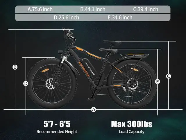 Alt view image 6 of 7 - AOSTIRMOTOR S07-B 750W Electric Bicycle, 26" * 4" Fat Tire, 48V 13AH Removable Lithium Battery, Max Speed 28MPH, Shimano 7-Speed, Front Fork Suspension(Black)