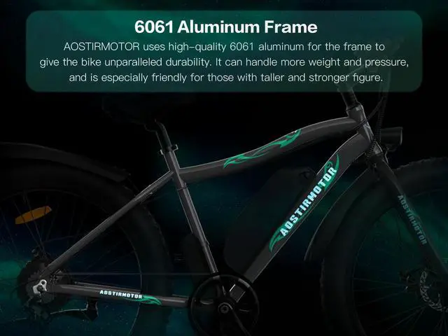 Alt view image 5 of 7 - AOSTIRMOTOR Electric Bike S07-P with 500W Motor , 26" Fat Tire, 36V 13AH Removable Lithium Battery, Max Speed 28MPH, Shimano 7-Speed, With Front Light