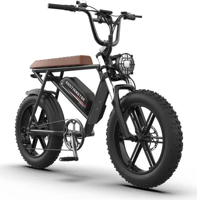 Main image of AOSTIRMOTOR Electric Bike STORM for Adult 750W, 20Inch Fat Tire, 48V12.5AH Removable Battery, LED Headlight, Suspension Fork, Shimano 7 Speed Gears, Max Capacity 260LBS (Black)