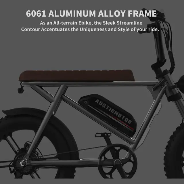 Alt view image 3 of 6 - AOSTIRMOTOR Electric Bike STORM for Adult 750W, 20Inch Fat Tire, 48V12.5AH Removable Battery, LED Headlight, Suspension Fork, Shimano 7 Speed Gears, Max Capacity 260LBS (Black)