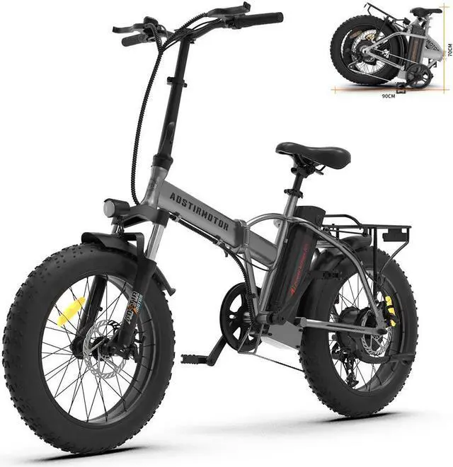 Main image of AOSTIRMOTOR A30 750W Electric Bike, 20" Fat Tire, 48V 13AH Removable Lithium Battery, Max Speed 28MPH, Shimano 7-Speed, Front Fork Suspension
