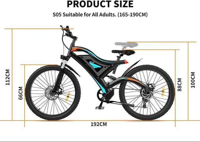 Alt view image 7 of 7 - Aostirmotor S05 Full Suspension 2.5" Tire Electric Bikes 500W for Adults All Terrain E-Bike 48V 15AH Removable Battery Electric Bike