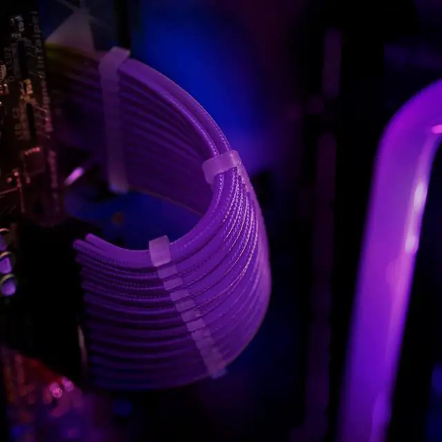 Alt view image 2 of 7 - KOZYFOX Sleeve Extension Power Supply Cable Custom Mod Braided Cable Kit with Combs, 18AWG ATX, 1 x 24P (20+4), 2 x 8P (4+4) CPU, 2 x 8P (6+2) GPU Set, 11.8 inch/30cm - Purple