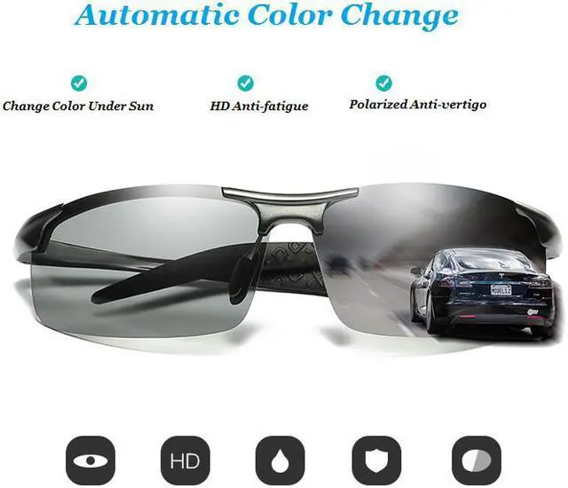 Alt view image 2 of 7 - KH Change Color Photochromic Sunglasses Men Women Titanium polarized Sun Glasses Chameleon Driving