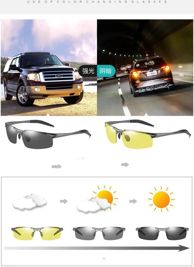 Alt view image 5 of 7 - KH Change Color Day and Night Photochromic Sunglasses Men Women Titanium polarized Sun Glasses Chameleon Driving