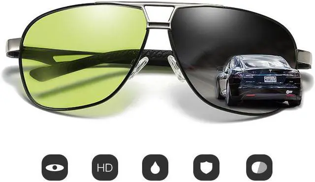 Alt view image 2 of 7 - KH Change Color Day and Night Driving Glasses Polarized HongKong Famous Brand KH Night Vision Men Driver Goggles