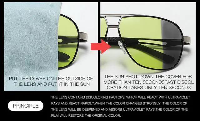 Alt view image 6 of 7 - KH Change Color Day and Night Driving Glasses Polarized HongKong Famous Brand KH Night Vision Men Driver Goggles
