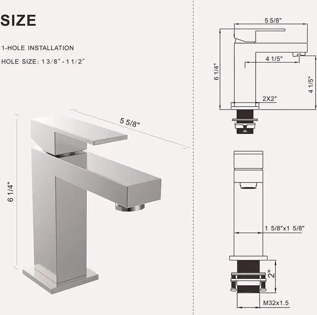 Alt view image 7 of 7 - Bathroom Faucet Brushed Nickel Modern, Single Hole Bathroom Sink Faucet with Pop Up Drain Assembly, Leadfree Solid Brass Alwen bathroom faucet