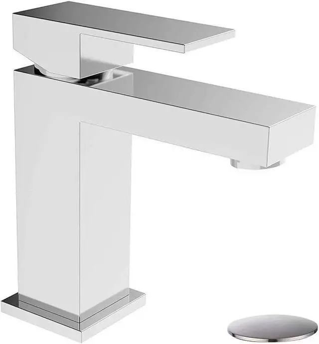 Main image of Modern Bathroom Faucet Chrome Single Hole Bathroom Sink Faucet with Pop Up Drain Assembly Leadfree Solid Brass Alwen bathroom faucet
