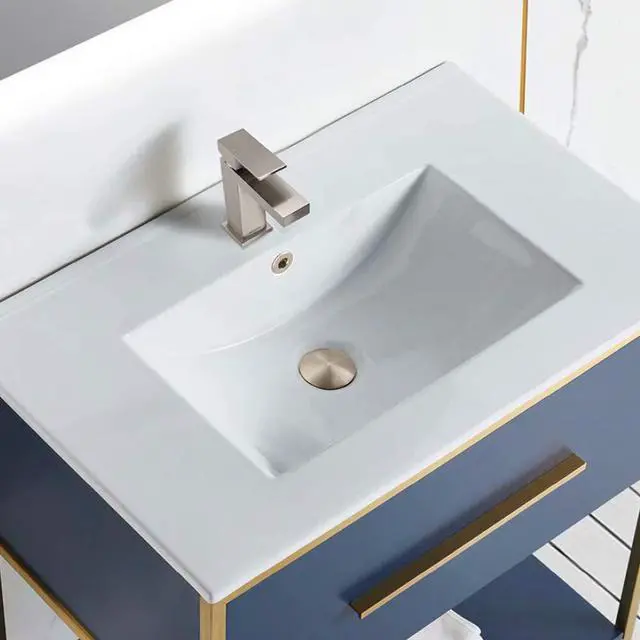 Alt view image 2 of 7 - Bathroom Faucet Brushed Nickel Modern, Single Hole Bathroom Sink Faucet with Pop Up Drain Assembly, Leadfree Solid Brass Alwen bathroom faucet