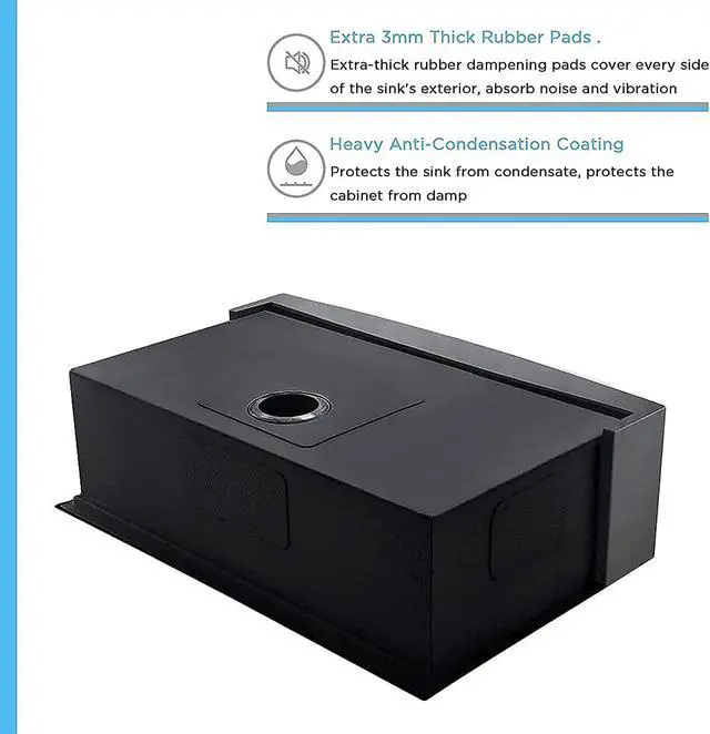 Alt view image 5 of 7 - 33 x 21 x 10 inch Black Farmhouse Sink 16 Gauge Stainless Steel Kitchen Sinks Apron Front Sink Gunmetal Black Single Bowl Kitchen Sink Modern Luxury Farm Sink