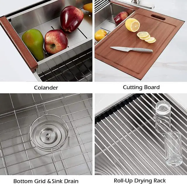 Alt view image 3 of 7 - 30X19 inch Workstation Ledge kitchen Sink Undermount Kitchen Sink 304 Stainless Steel Single Bowl