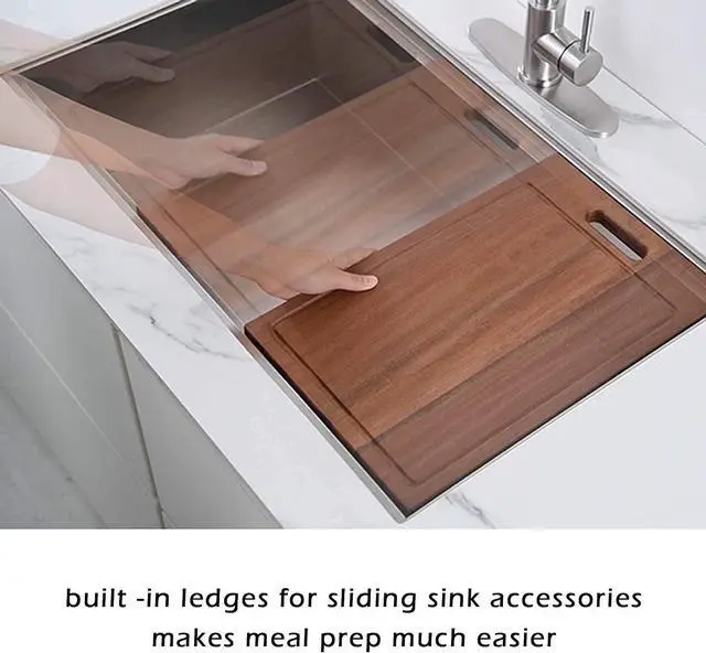 Alt view image 2 of 7 - 30X19 inch Workstation Ledge kitchen Sink Undermount Kitchen Sink 304 Stainless Steel Single Bowl