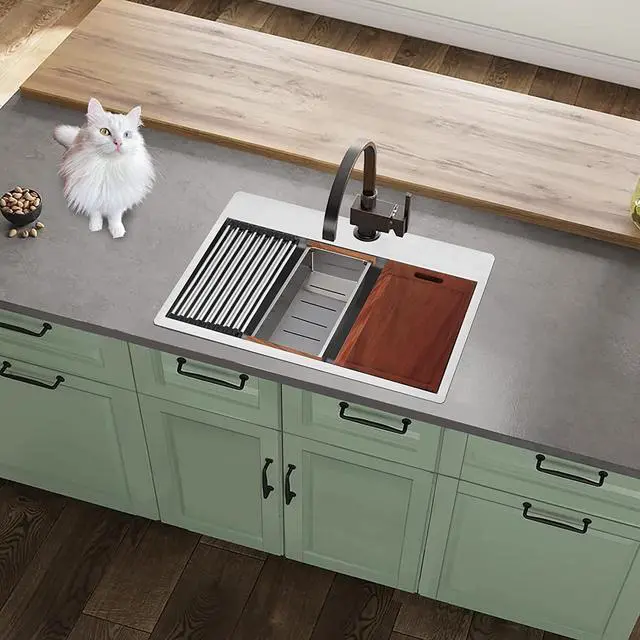 Alt view image 7 of 7 - 33 inch Topmount Drop in Workstation Ledge Kitchen Sink Single Bowl Stainless Steel 18 Gauge TIght Radius Sink