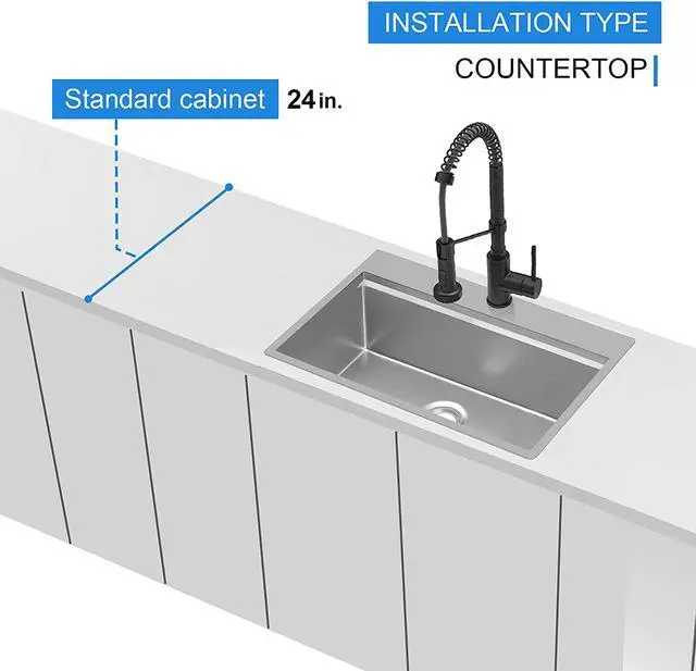 Alt view image 3 of 7 - 33 inch Topmount Drop in Workstation Ledge Kitchen Sink Single Bowl Stainless Steel 18 Gauge TIght Radius Sink