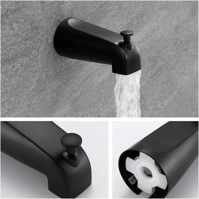 Alt view image 5 of 7 - Shower Faucets Sets Matte Black, Tub and Shower Trim Kit with Pressure Balance Valve, Single Handle Trim Kit with 4 Inch Shower Head, Tub Spout with Diverter