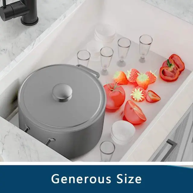 Alt view image 5 of 7 - 30 inch Fireclay Kitchen Sink Farmhouse Reversiable Single Bowl, Apron Farm White Single Bowl Sink with Stainless Steel Grid and Strainer