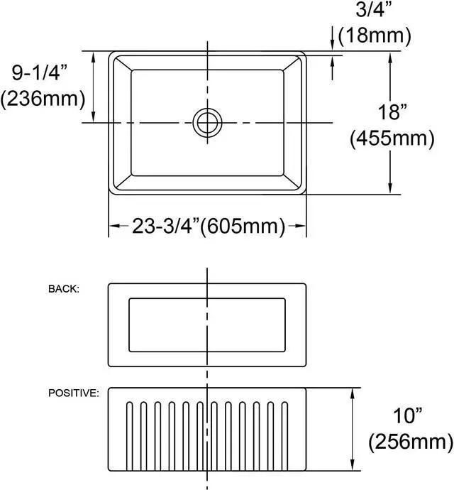 Alt view image 6 of 7 - 24 Inch Ceramic Kitchen Sink White Reversible Sink Single Bowl Kitchen Sink With Bottom Grid And Basket Strainer