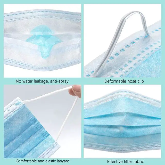 Alt view image 6 of 9 - 50 pcs 3 Layer Disposable Face Masks