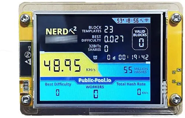Main image of Bitcoin Solo Lottery Miner Lilygo NerdMiner V2 Bitcoin Nerd Miner T Display S3 54KH/S Nerd miner btc lottery miner 2.8" Display with Case