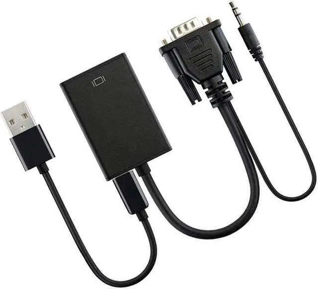 Alt view image 2 of 6 - VGA Male to HDMI-compatible Female 1080P HD Converter Adapter 3.5mm Audio TV AV HDTV PC Video VGA2HDTV For PC Laptop Projector