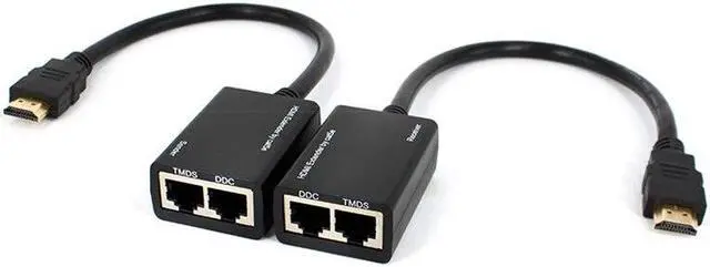 Main image of Over RJ45 CAT5e CAT6 UTP LAN Ethernet HDMI-compatible Extender Repeater 1080P FHD 3D 100ft(30M) Extension Cord for PS3 DVD HDTV