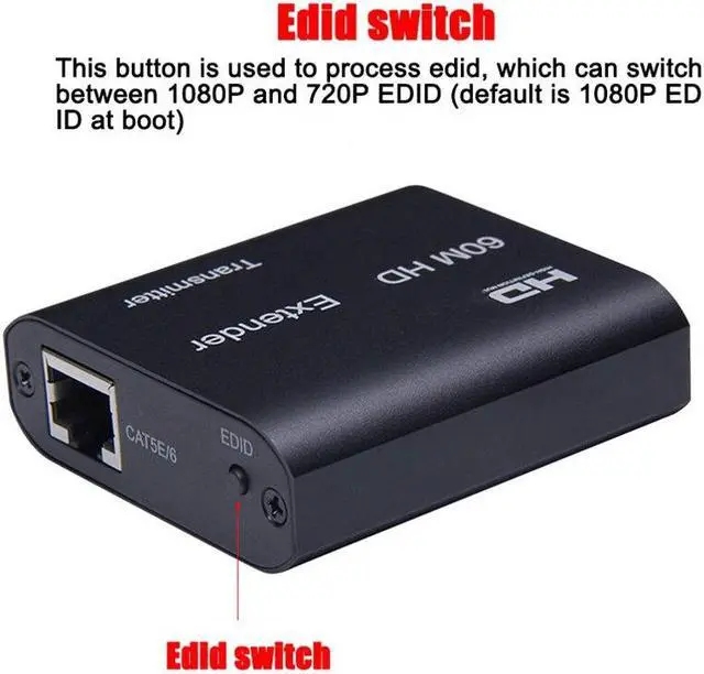 Alt view image 3 of 6 - 1 Pair HDMI-compatible to RJ45 Extension Transmitter Receiver Adapter 4K HD 60M Extender Over Ethernet CAT 5E/6 for PS4 HDTV PC