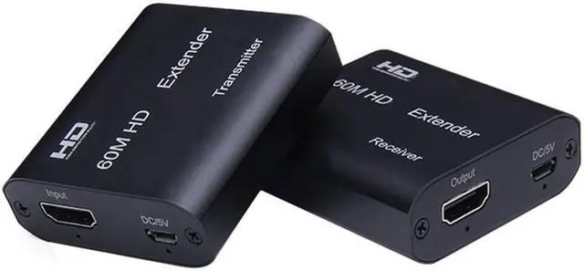 Alt view image 2 of 6 - 1 Pair HDMI-compatible to RJ45 Extension Transmitter Receiver Adapter 4K HD 60M Extender Over Ethernet CAT 5E/6 for PS4 HDTV PC