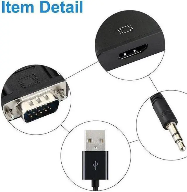 Alt view image 3 of 6 - VGA Male to HDMI-compatible Female 1080P HD Converter Adapter 3.5mm Audio TV AV HDTV PC Video VGA2HDTV For PC Laptop Projector