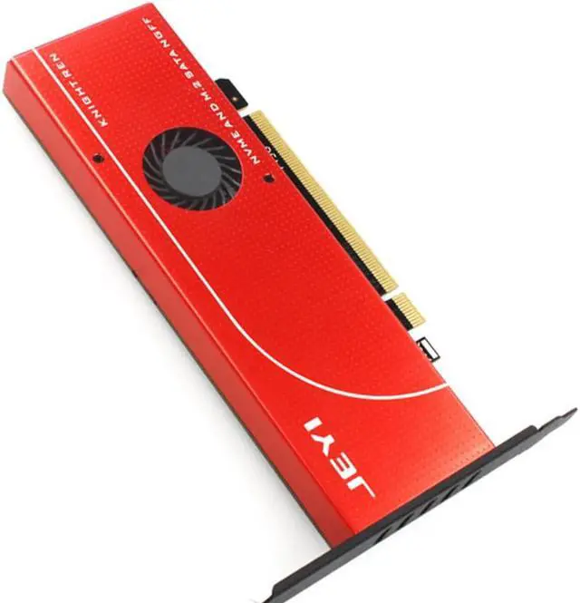Main image of JEYI KNIGHT Power-Fail Protection PCIE3.0 for NVME M.2 Adapter x16 Full Speed M.2 Add On Card Heat Sink Wafer Fan Cooling SSD