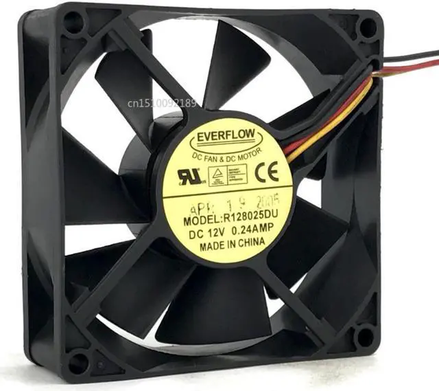 Main image of 80*25mm 8CM R128025DU 12V 0.24A 4 cables 4 pines caso ventilador enfriador de CPu envío gratis