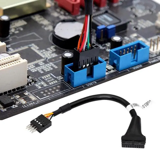 Alt view image 3 of 3 - 5PCS USB 3.0 20 Pin Motherboard Header To Usb 2.0 9 Pin Adapter Converter Cable Male Female for Computer PC Adapter Cord