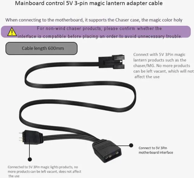 Alt view image 3 of 3 - PHANTEKS Drgb-5V-3Pin Mainboard Adapter Cable Slide Control Main Board Control Wiring Colorful