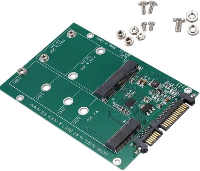 Alt view image 2 of 2 - 2 in 1 Mini PCI-E 2 Lane M.2 And mSATA SSD To SATA III 7+15 Pin Adapter